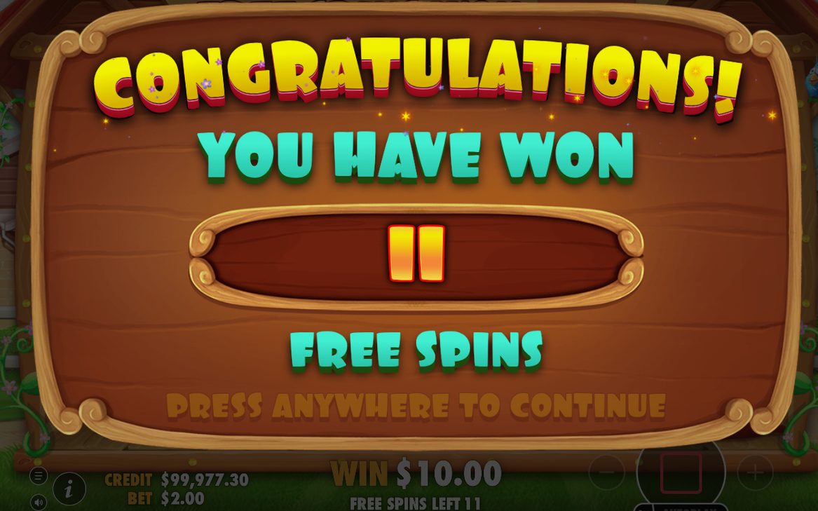 Free Spins, WILD kan fastna på hjul 2 till 4