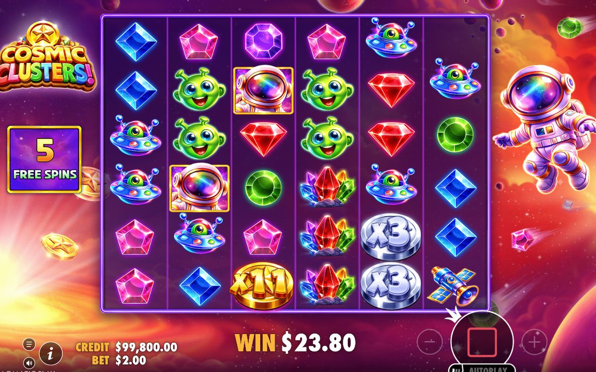 Free Spins med Money-symboler som ligger kvar på rutnätet